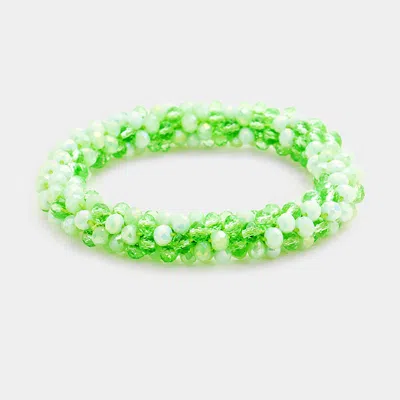 FASHNZFAB TWO TONE FACETED GLASS BEADED STRETCH BRACELET