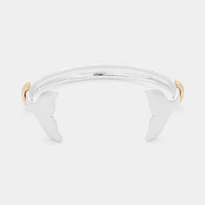 FASHNZFAB TWO TONE METAL WHALE TAIL TIP CUFF BRACELET