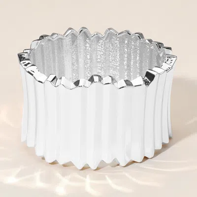 FASHNZFAB WIDE PLEATED METAL HINGED BANGLE BRACELET