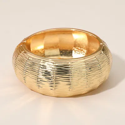FASHNZFAB WIDE TEXTURED METAL HINGED BANGLE BRACELET