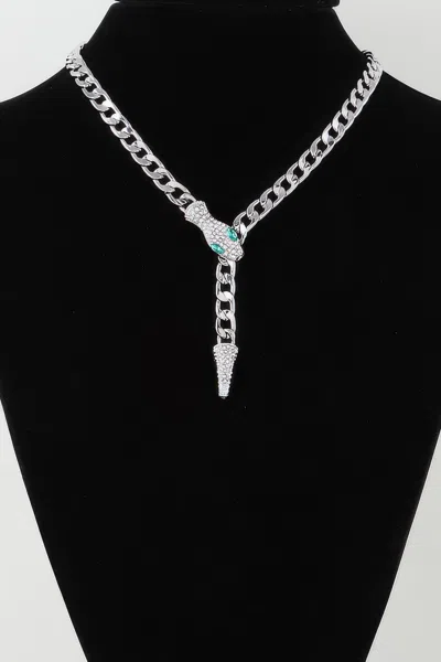 FASHNZFAB WOMEN'S JEWELED SNAKE CHAIN WRAP NECKLACE