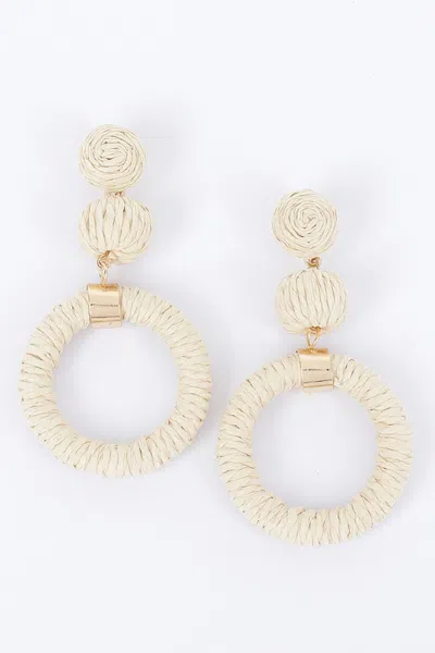 FASHNZFAB WOMEN'S ROUND FAUX STRAW EARRING