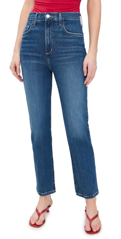 FAVORITE DAUGHTER THE VALENTINA SUPER HIGH RISE STRAIGHT JEANS CAMBRIDGE