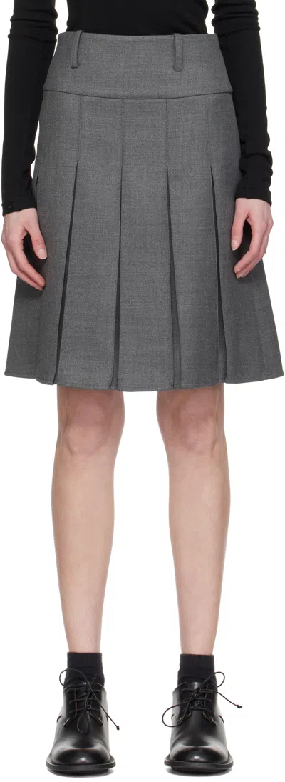 FAX COPY EXPRESS GRAY PLEATED MIDI SKIRT