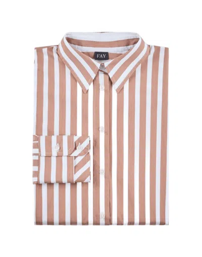 FAY FAY CLASSIC STRIPED LONG-SLEEVE SHIRT WITH WING COLLAR