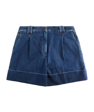 FAY FAY LOGO EMBROIDERED DENIM SHORTS