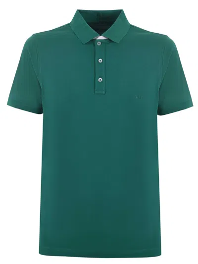FAY MEN GREEN POLO PIQUET STRETCH BICOLOR, 3XL LUXURY POLOS FOR MEN DARVEYS