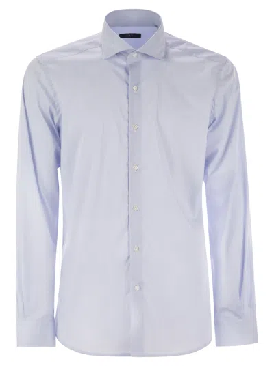 FAY FAY MEN STRETCH POPLIN SHIRT WITH FRENCH COLLAR