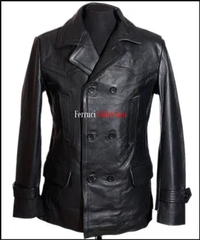 FC HERREN KRIEGSMARINE SCHWARZ SEEMANNS JACKE LEDER DECK MANTEL U-BOOT DEUTSCH