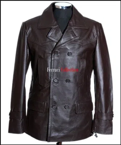 FC HERREN LEDER JACKE WK2 KRIEGSMARINE DEUTSCH U-BOOT SEEMANNSJACKE DECK MANTEL