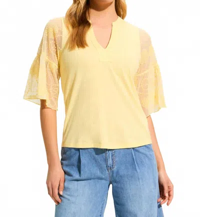 FDJ 3/4 MESH BELL SLEEVE TOP IN YELLOW
