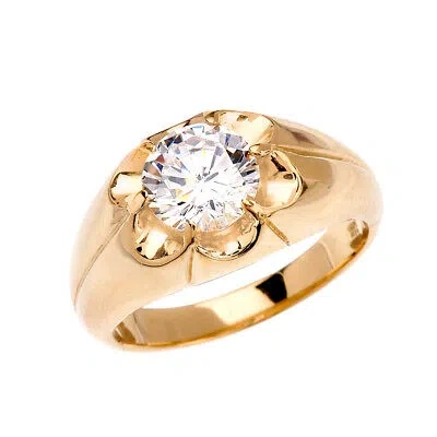 FDJ MEN'S GOLD 4 CARAT CUBIC ZIRCONIA BOLD SOLITAIRE RING (YELLOW/ROSE/WHITE)