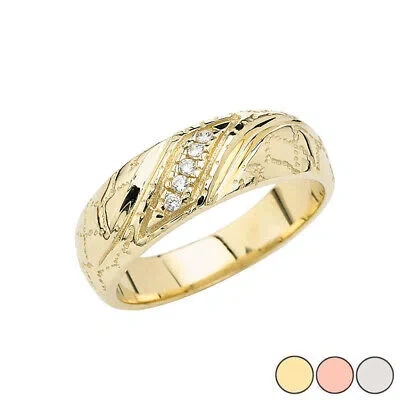 FDJ MEN'S NUGGET WEDDING BAND RING IN GOLD (YELLOW/ROSE /WHITE)