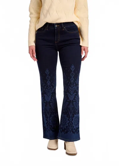 FDJ OLIVIA ARTIST'S PRINT FLARE LEG JEAN IN DARK WASH