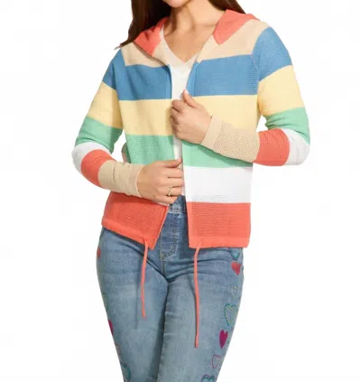 FDJ STRIPED HOODED CARDIGAN IN PARASOL STRIPE