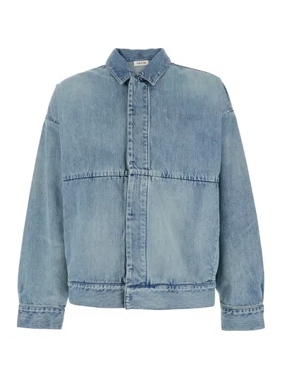 FEAR OF GOD FEAR OF GOD MEN BLUE JACKET WITH CLASSIC COLLAR AND LONG SLEEVES IN DENIM MAN