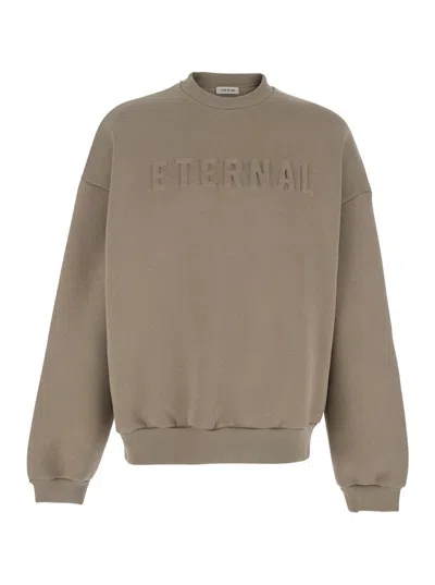 FEAR OF GOD FEAR OF GOD MEN 'ETERNAL BEIGE CREWNECK T-SHIRT WITH DROPPED SHOULDERS AND TONAL EMBROIDERY ON THE F