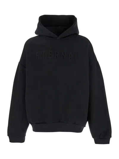 FEAR OF GOD FEAR OF GOD MEN 'ETERNAL' BLACK HOODIE WITH LOGO PATCH ON THE HOOD AND EMBROIDERY ON THE FRONT IN CO