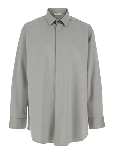 FEAR OF GOD FEAR OF GOD MEN GREY SHIRT WITH CLASSIC COLLAR AND LOGO PATCH ON THE REAR IN COTTON AND WOOL BLEND M