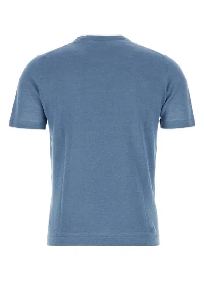 FEDELI AIR FORCE BLUE LINEN BLEND FOX T-SHIRT