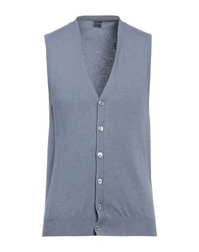 FEDELI FEDELI MAN CARDIGAN SLATE BLUE SIZE 44 CASHMERE