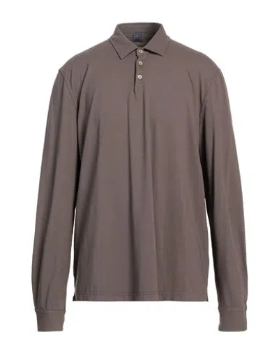 FEDELI FEDELI MAN POLO SHIRT CHOCOLATE BROWN SIZE 48 COTTON, ELASTANE