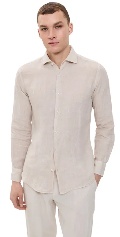 FEDELI NICK LINEN BUTTON DOWN SHIRT NATURAL