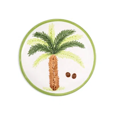 FEELING GOOD INSIDE PALM BEACH CERAMIC GREEN  DESSERT PLATE