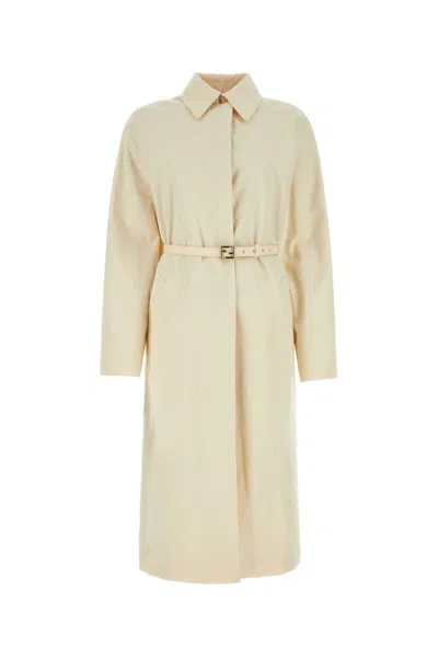 FENDI FENDI IVORY JACQUARD OVERCOAT