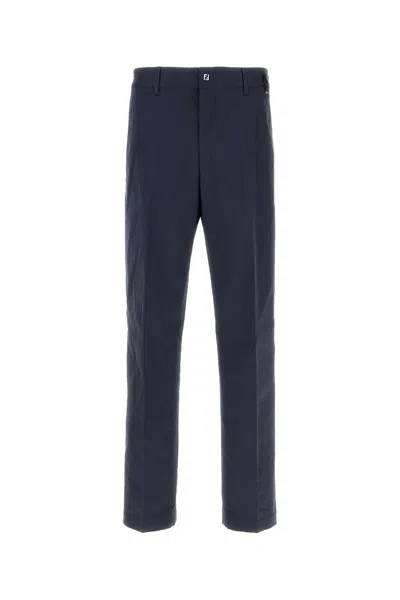 FENDI FENDI NAVY BLUE STRETCH COTTON PANT