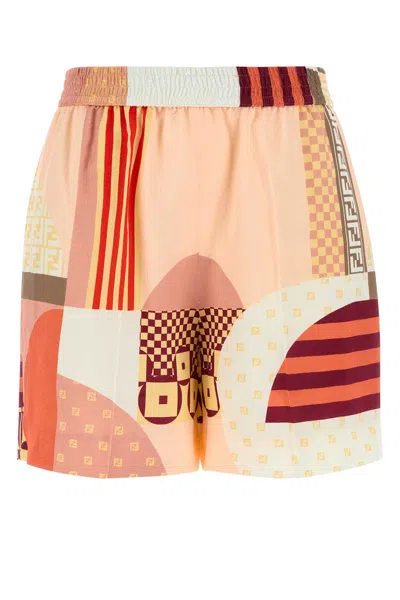FENDI FENDI PRINTED CREPE SHORTS