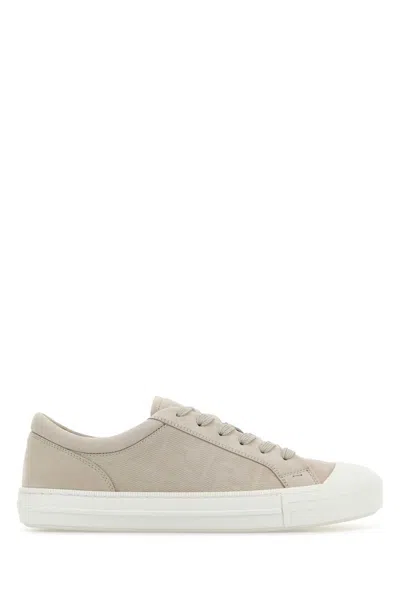FENDI FENDI LIGHT GREY LEATHER DOMINO SNEAKERS