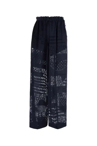FENDI FENDI NAVY BLUE VISCOSE BLEND PANT