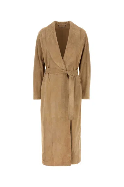 FENDI FENDI CAMEL SUEDE COAT