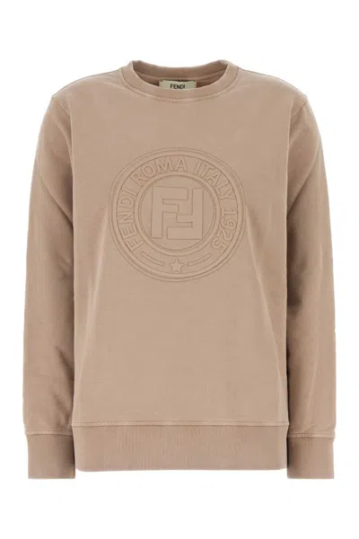FENDI FENDI CAPPUCCINO COTTON OVERSIZE SWEATSHIRT