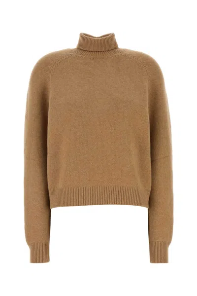 FENDI FENDI CAMEL CASHMERE BLEND SWEATER