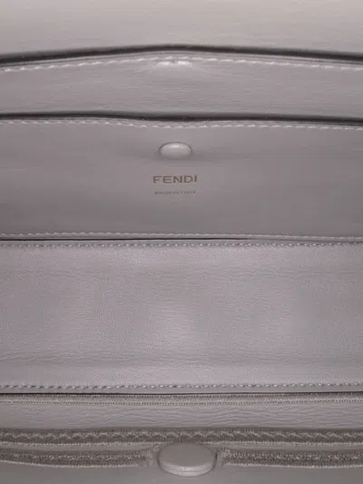 FENDI 2000-2010 EMBROIDERED LACE LEATHER BAGUETTE CHAIN SHOULDER BAG