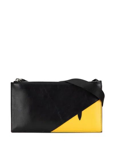 FENDI 2000-2010 LEATHER MONSTER WALLET ON STRAP CROSSBODY BAG