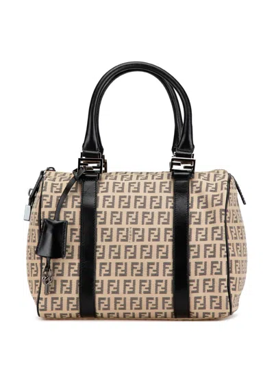 FENDI 2000-2010 ZUCCHINO CANVAS BOSTON BAG