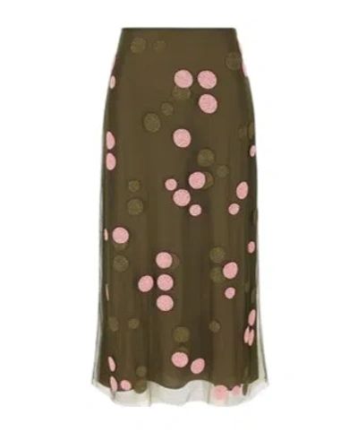 FENDI A DOT EMBELLISHED TULLE MIDI SKIRT