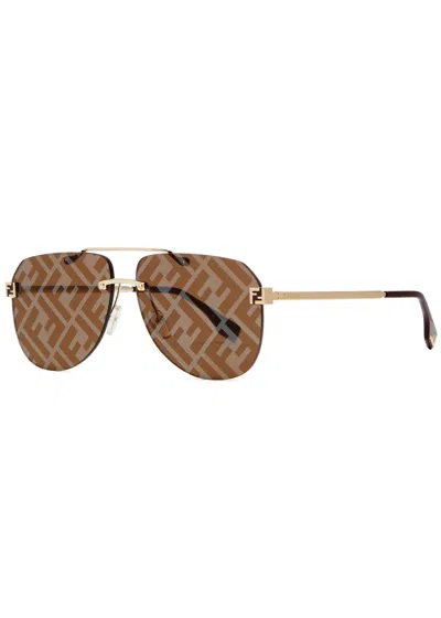 FENDI FENDI AVIATOR-STYLE RIMLESS SUNGLASSES