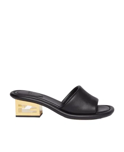FENDI FENDI FF BAGUETTE MOTIF WIDE-BAND SLIDES