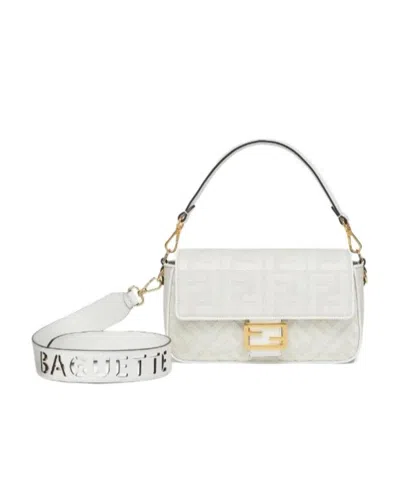 FENDI WHITE FF CANVAS BAG