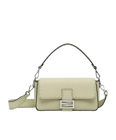 FENDI SAGE GREEN SELLERIA BAG WITH 612 HAND-SEWN TOPSTITCHES