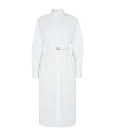 FENDI FENDI BAND-COLLARED LONG-SLEEVED MIDI SHIRT DRESS