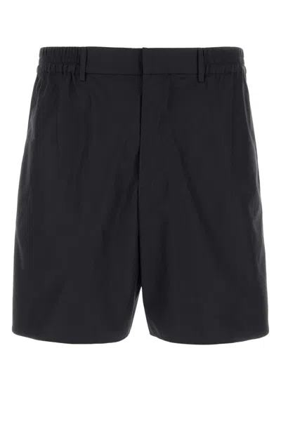 FENDI FENDI BLACK POPLIN BERMUDA SHORTS