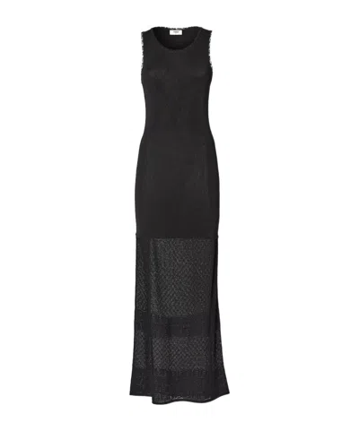 FENDI BLACK VISCOSE AND COTTON DRESS