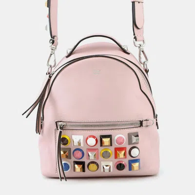 FENDI BOLSA VITTO DOLCE STUDDED SHOULDER BAG PINK LEATHER