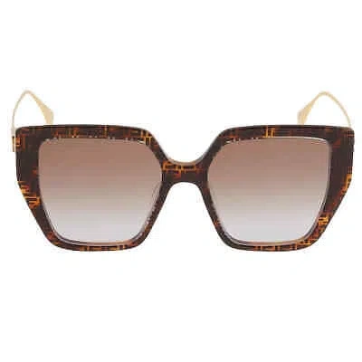 FENDI FENDI BROWN GRADIENT BUTTERFLY LADIES SUNGLASSES FE40012U 55F 55 FE40012U 55F 55