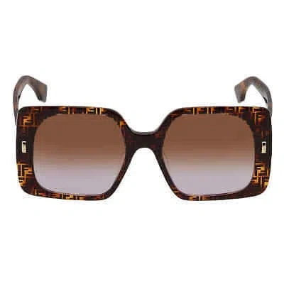 FENDI FENDI BROWN GRADIENT SQUARE LADIES SUNGLASSES FE40036U 55F 53 FE40036U 55F 53